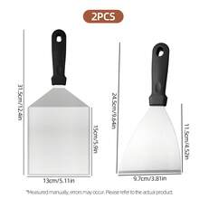 2Pcs Heavy Duty Griddle Turner Set, Comfort Grip Heatproof Handle Stainless Steel Spatula For Burger Pancake And Camping BBQ Grilling - - - View 8