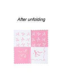 20pcs Pink Ribbon Pattern Napkins, Suitable For Baby Shower, Cute 4-Grid Design, Baby Shower Table Decor, Suitable For Baby Party Tableware, Disposable Bow Print Napkins, Pink And White Napkins - Multicolor - View 2