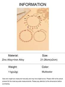 3pcs/Set Gelang Kaki Gaya Mewah Serbaguna Musim Panas, Set Multi-Piece Fashion dengan Hiasan Rantai Hati Rumbai Berlian Imitasi Warna-warni, Perhiasan Kaki Wanita Emas, Cocok untuk Pemakaian Sehari-hari, Liburan Pantai, Kencan, Pesta, Festival Musik - MultiWarna - View 5