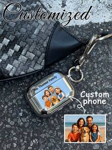 1 pieza Funda de auriculares personalizada con retrato de dibujos animados chapada en plata, nombre personalizado, minimalista, tema personalizado, artículo de moda, opción de regalo ideal - Multicolor - Ver 2