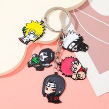 1pc Naruto Anime Chibi Enamel Metal Pendant Keychain, Uzumaki Naruto Sasuke Sakura Kakashi Keyring, Cartoon Cosplay Accessory Fan Gift - Multicolor - View 12
