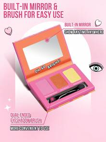MISSLYN 1件裝 EYE-Mazing 三色眼影盤，附鏡子與刷具，霧面亮片細閃柔滑質地，適合敏感肌，高顯色冬季 Y2K 時尚風格，生日、情人節、新年派對禮物 - 99 OH SO BRIGHT! - 查看 6