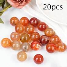 10顆 20mm 天然瑪瑙裂紋珠，波希米亞風，適用於家居裝飾、DIY 水晶飾品及節日禮物 - 紅瑪瑙小球 - 查看 10