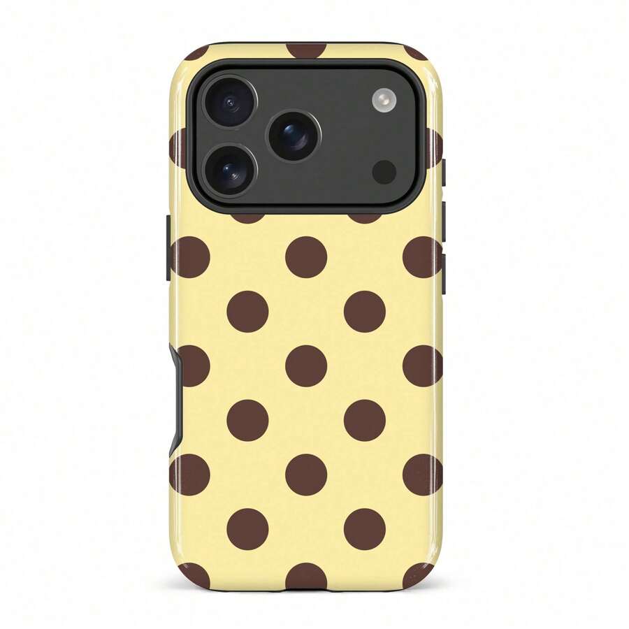 A Stylish Phone Case That Does Not Include A Lanyard Or Stand. This Fashionable Phone Case Features Yellow And Brown Polka Dots And Is Shockproof. It's Compatible With The Galaxy S17/16/15/14/13/12/11 Pro/Pro Plus/12/13, And Is Suitable For The Galaxy S26, S25, S24, S23, S22, S21, Plus, And Ultra (International Version, Not The Domestic Version). A Perfect Easter Or Spring Gift. - 黃色底,帶棕色斑點 - 查看 1