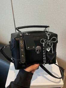Nischen-Design Punk-Motorrad-Stil Totenkopf-Handtasche, modische Dekoration Gothic-Stil Schultertasche, geeignet für Halloween-Aktivitäten und Cosplay-Partys - Schwarz - Übersicht 9