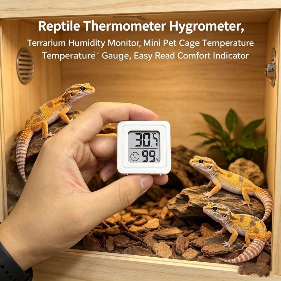 Reptile Enclosure Thermometer And Hygrometer, Digital Display, High-Precision Temperature And Humidity Monitor. A Practical Father's Day Gift For Reptile Enthusiasts (Batteries Included). - A - View 1