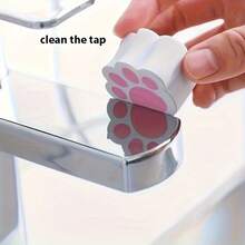 1Pc Cat Paw Cleaning Sponge, Streak-Free Reusable Scrubber For Glass, Mirrors, Bathroom & Kitchen, Non-Scratch Ergonomic Grip, Multi-Surface Stain Remover For Shower Doors/ Tiles - 1pc - View 3