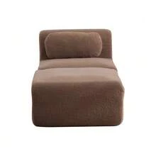Modular Compression Sofa In Chenille Fabric, Filled With 30D High-Resilience Foam. Easy To Move And Featuring A Non-Slip Base, It Is Ideal For Living Rooms And Other Spaces. Ivory Color. - 駝色 - 查看 8