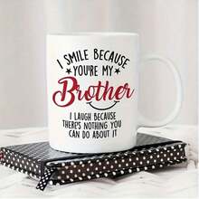 Taza de café de cerámica de 11oz con frase divertida para hermano, taza de té de porcelana con "Sonrío porque eres mi hermano", vajilla novedosa y humorística para hermanos, regalo perfecto de cumpleaños, Navidad y vacaciones para hermano mayor/menor, regalo broma familiar divertido para hermanos - Multicolor - Ver 10