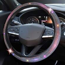 1 pieza Funda de volante de coche con decoración de strass, accesorios de coche para mujeres, funda de volante para mujeres, accesorios de coche - A - Ver 4