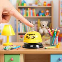 1pc Yellow/Pink/Brown Cartoon Metal Hand-Press Service Bell, Restaurant Call Bell, Reception Customer Bell, Pet Training Bell, Teacher Bell, Game Bell, Reception Press Bell, Lunch Bell, Restaurant Bar Concierge Service Bell - Bell - View 3