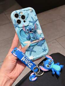 Disney Lilo And Stitch Phone Case : 3D Fluffy Pattern Border Protector Phone Soft Phone Case With A Free Cute Stitch Bracelet Chain Lanyard, Stitch, Lilo, Angel, For Apple 17 Promax 17 Pro 16 15 14 13 12 11 Pro Max XS Max X XR Soft Cover Summer Phone Case - 白色 - 查看 3