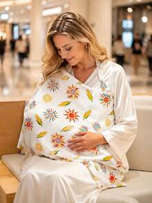 1件遮光哺乳罩，戶外哺乳服 360° 全方位覆蓋含網眼，透氣隱私哺乳罩配拱形領口，多功能哺乳圍裙，適合哺育新生兒 - 向陽穗語 - 查看 6