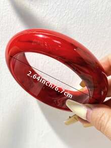 Brazalete de resina delgado vintage rojo y blanco con incrustaciones de turquesa y diamantes de imitación multicolor, pulsera ancha apilable con forma asimétrica tallada vintage, accesorio de muñeca llamativo, adecuado para fiestas, vacaciones y uso diario de mujeres - Multicolor - Ver 15