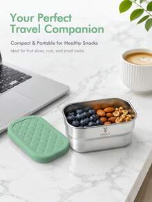 Meoky 3pcs 8oz Stainless Steel Snack Containers With Silicone Lids, Leak-Proof Small Food Storage Boxes, Reusable Metal Lunch Boxes For Snacks, Meal Prep, Travel & Picnic - Green*3-piece Set - View 4