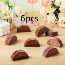 10pcs/6pcs Wooden Table Number Holders, Semi-Circular Base Card Holders, Reusable Menu Markers And Memo/Photo Clips, Suitable For Weddings, Restaurants, Banquets And Birthday Parties - Multicolor - View 9
