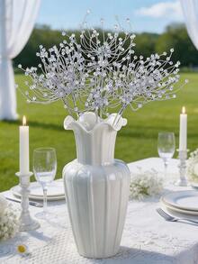 1Pc Fashionable Colorful Crystal Artificial Flowers With Exquisite Star-Shaped Designs, Perfect For Creative Holiday Bouquets, Hand-Held Arrangements, Wedding Decor, Home Room Table Decorations, And Vase Fillings - White - View 3