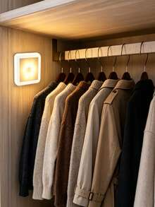 Smart Motion Sensor 6LED Floor/Pendant/Wall Light - Wireless Control, Automatic On/Off, Design, Modern Square Shape. Suitable For Hallway, Stairs, Living Room, Bedroom (Batteries Not Included) Wardrobe, Bedroom, Bedside, Shoe Cabinet Lighting. Ideal Home Choice, Decorative Sensor Light - Silver - View 10