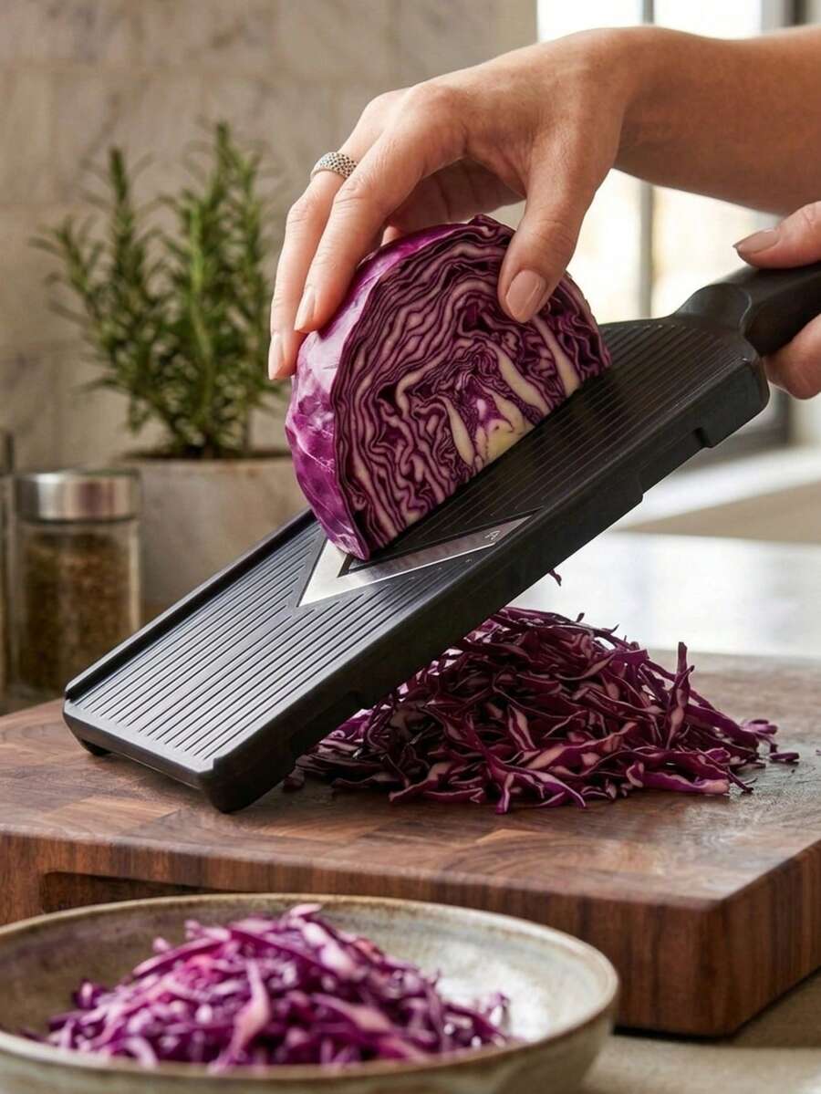 Multifunctional Vegetable Slicer Cabbage Shredder, Practical Kitchen Accessory & Home Goods, Handheld Purple Cabbage Potato Shredder Slicer Tool, Suitable For Salad Making And Home Kitchen Preparation - Multicolor - View 1