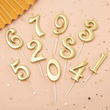 創意數字生日蛋糕蠟燭裝飾，適合生日派對 - 金色 - 查看 2