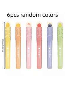 3pcs Random Fruit Scented Soft Tone Highlighter Pen Set - Soft Aesthetic Colors, Slanted Tip, Quick-Drying Non-Bleeding Ink, Perfect For Stress Relief Journaling, Decoration And Planning - Fruit - View 9