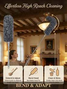 SMEGGEMS Multifunctional Extendable Duster, Bendable Head, Reusable And Washable, Suitable For High Ceilings, Furniture And Car Cleaning - View 5