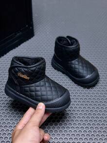 Must-Have For Moms: Autumn/Winter Baby Warm Snow Boots With Thick Fleece Lining, Anti-Slip Rubber Sole For Stable Walking, Hook And Loop Design, Versatile Ankle Boots For Boys And Girls, Suitable For Home And Outdoor Wear - Black - View 1