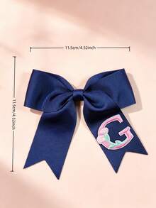 1個青少年個性化刺繡字母 26A-Z 海軍藍克羅地髮夾髮飾，蝴蝶結髮夾，適合派對和節日 - 彩色 - 查看 2