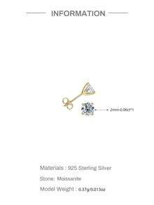 1pc 0.1ct Moissanite Stud Earrings 18K Gold Plated 925 Sterling Silver Flat Back Earrings Unisex D Color VVS1 Clarity - Gold - View 5