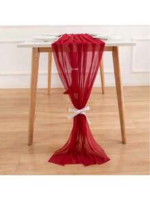 Camino de mesa de gasa roja y cenefa - Adecuado para el Día de San Valentín, citas, fiestas de bodas, decoración de mesa - Rojo - Ver 13
