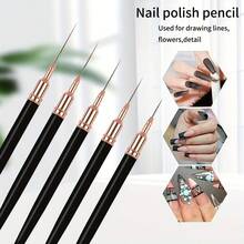 25 Buah Perlengkapan Manikur Gagang Hitam dengan Kuas Panjang untuk Detail dan Kuas Kipas untuk Desain Kuku Bunga dan Gradien - Hitam - View 2