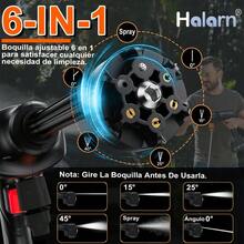 Hidrolavadora Inalámbrica Portátil HALARN, 6 En 1 Pistola Eléctrica Profesional De 2600 PSI Con 2 * Baterías - Negro - Ver 2