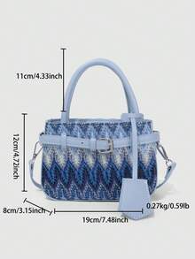 Dedoo Women's Casual Colorblock Textured Versatile Commuter Vintage Small Handbag, Metal Buckle Closure - Blue - View 3
