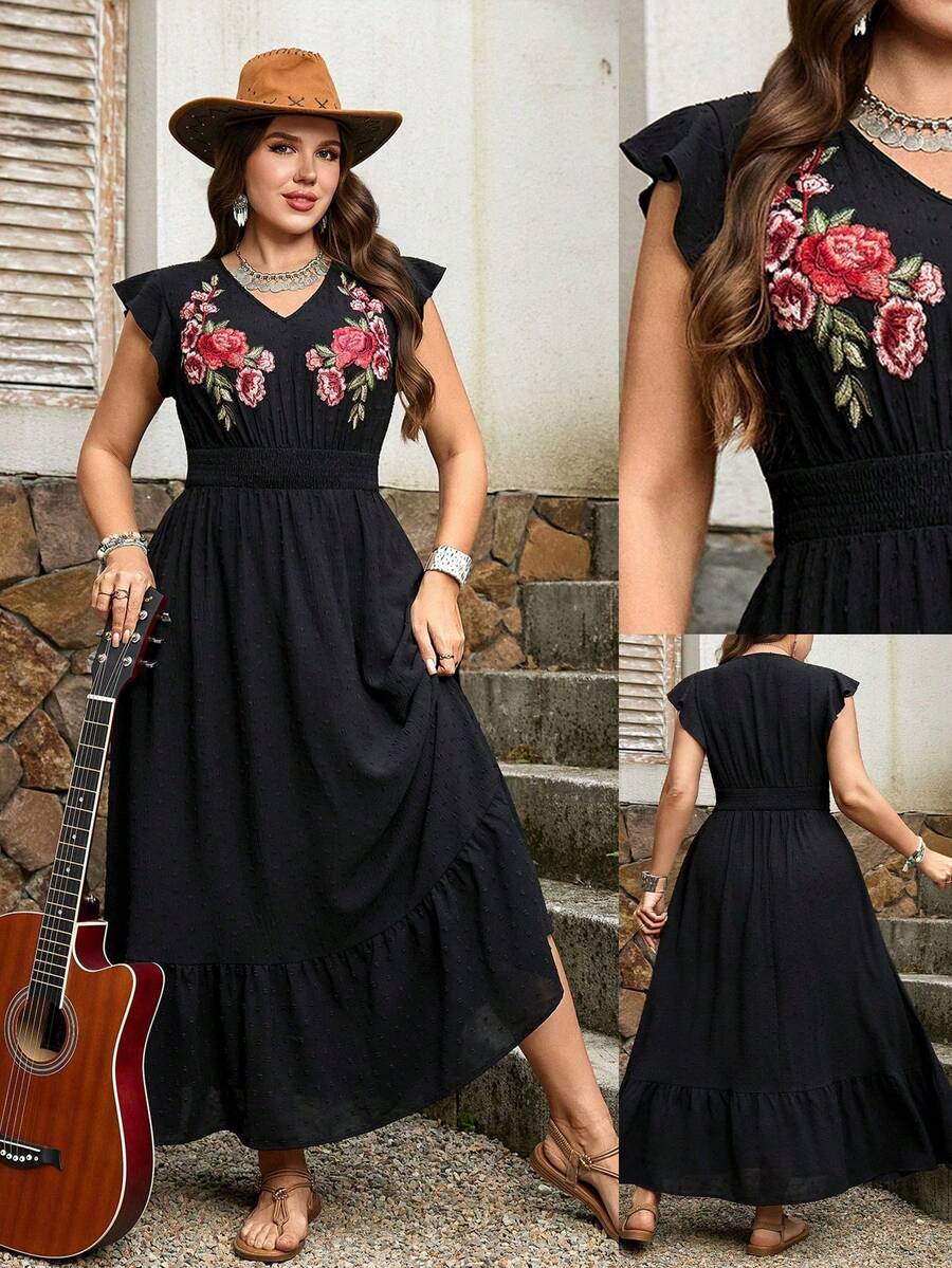 Vestido vintage de lunares de talla marrón, vestido de San Valentín, cumpleaños, atuendos de San Valentín para mujeres,, cumpleaños, salida, vestidos elegantes para mujeres, va - Negro 2 - Ver 1