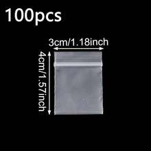 100 piezas de bolsas de plástico mini, bolsas de almacenamiento de joyas, bolsas de almacenamiento reutilizables con cierre hermético transparente, para joyas, bolsas mini pequeñas, bolsas de embalaje de caramelos - Mini bolsa de almacenamiento - Ver 8