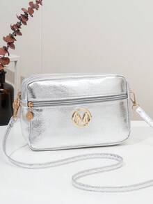 Fashionable Women's Shoulder Crossbody Small Square Bag Gold - Silver - View 2