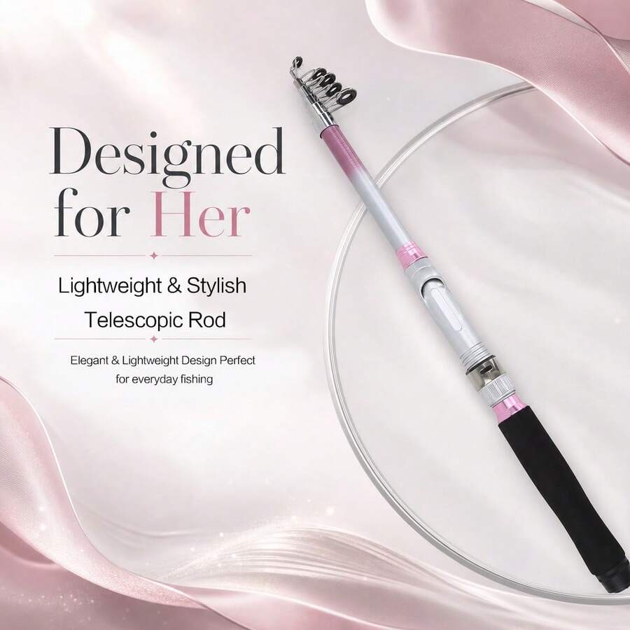 1.8m/5.9ft Pink Telescopic Fishing Rod Stylish Lightweight Portable Freshwater Fishing Pole Beginner Friendly Gift For Women