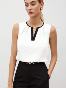 MARILYN MONNA New Elegant And Romantic Women's Blouse With A Chic Urban Style. Versatile For Office Wear, Suitable For Wedding Guests. Off-The-Shoulder Black Block Blouse. - 白 色 - 查看 6