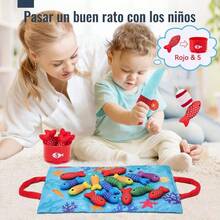 Juguetes de Conteo de Pesca, Juego de Pesca de Tela 10 en 1 con Vasos Apilables, Juego Educativo a Juego, Juguetes Montessori Clasificar Colores, Regalos para Niños - Multicolor - Ver 7