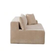 Modular Compression Sofa In Chenille Fabric, Filled With 30D High-Resilience Foam. Easy To Move And Featuring A Non-Slip Base, It Is Ideal For Living Rooms And Other Spaces. Ivory Color. - 米色 - 查看 7