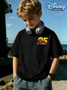 Disney Hot-Blooded Lightning McQueen Print Summer Tops,Boy Clothes For Kids,Boys Summer Outfits,Ropa Para Niños,Graphic Tees Teen Boys,Summer Clothes - 黑色 - 查看 2