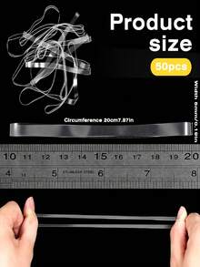 50/100pcs Extra Large TPU Rubber Bands, Thick Multi-Purpose Elastic Binding Rings, Long, Suitable For Office, Outdoor, Trash Bag Bundling, Notebooks, File Packaging, Moving - Transparent - View 9