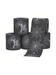1 Rolle Halloween Spinnennetz Toilettenpapier, schwarzes Halloween Papier, Spinnennetz Dekorationspapier, Neuheit Toilettenpapier, Badezimmer Dekoration, Horror schwarzes Thema Toilettenpapier, Halloween Streich Geschenkidee, Party Dekoration Heimdekoration - Mehrere Stile - Übersicht 8
