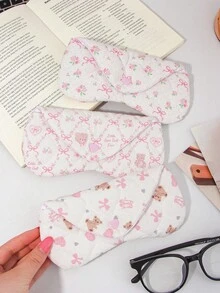 1pc Heart-Shaped Quilted Fashion Glasses Case, Bow Pattern Fashion Glasses Pouch, Women's Glasses Bag, Fashion Glasses Pouch, Glasses Case, Glasses Frame, Girls Glasses Storage Box, Summer Travel Fashion Glasses Pouch, Suitable For Travel, Vacation And School, Fashion Glasses Pouch, Multifunctional Storage Bag - Multicolor - View 4