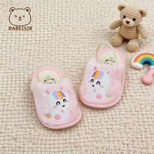 Autumn/Winter Unisex Baby Walking Shoes, Infant Walking Slippers For Home Wear 0-1.5 Years, Dinosaur Slippers - Pink - View 1