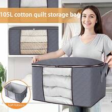 105L Large Storage Bag, Under Bed Storage Container, Closet Organizer Box, Foldable Under Bed Storage Bag For Linen, Sheets, Blankets, Clothes, Quilts, Sweaters, Pillows, Wrapping Paper, Grey, 6pcs Clothes Storage Box Foldable Closet Organizer With Reinforced Handles, Can Hold Clothes, Blankets, Quilts, Sheets, Pillows And Toys With Lid, Foldable Blanket Storage Bag With Zipper, Transparent Window And Reinforced Handles, Closet And Organizing Clothes, Sweaters, Quilts, Bedding - View 1