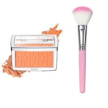Paleta de rubor mate en relieve de 2 piezas con brocha, de larga duración, altamente pigmentada, multiusos, color rosa natural, cosméticos - Verde Lima - Ver 9
