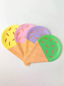 5/10/20pcs Piring Kertas Pesta, Peralatan Makan Sekali Pakai untuk Es Krim dan Makanan Penutup, Piring Warna-warni, Cocok untuk Pesta Ulang Tahun, Pernikahan, Pertemuan Keluarga, Acara Menyambut Bayi, dan Minum Teh Sore - beraneka warna - View 4