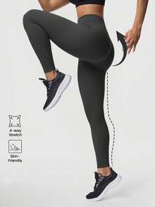 Women's High Waist Pocket Yoga Leggings, Slimming Soft Comfortable, Fitness Running Daily Base Layer Sports Black - Black - View 2
