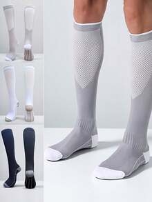 3/6S Doppelpack Unisex Kompressions-Beinwärmer Set, kniehohe Sport-Kompressions-Beinwärmer, mehrfarbig atmungsaktiv Lauf-Radfahren-Reise Stütz-Kompressions-Lang-Beinwärmer - Verschiedenfarbig - Übersicht 5